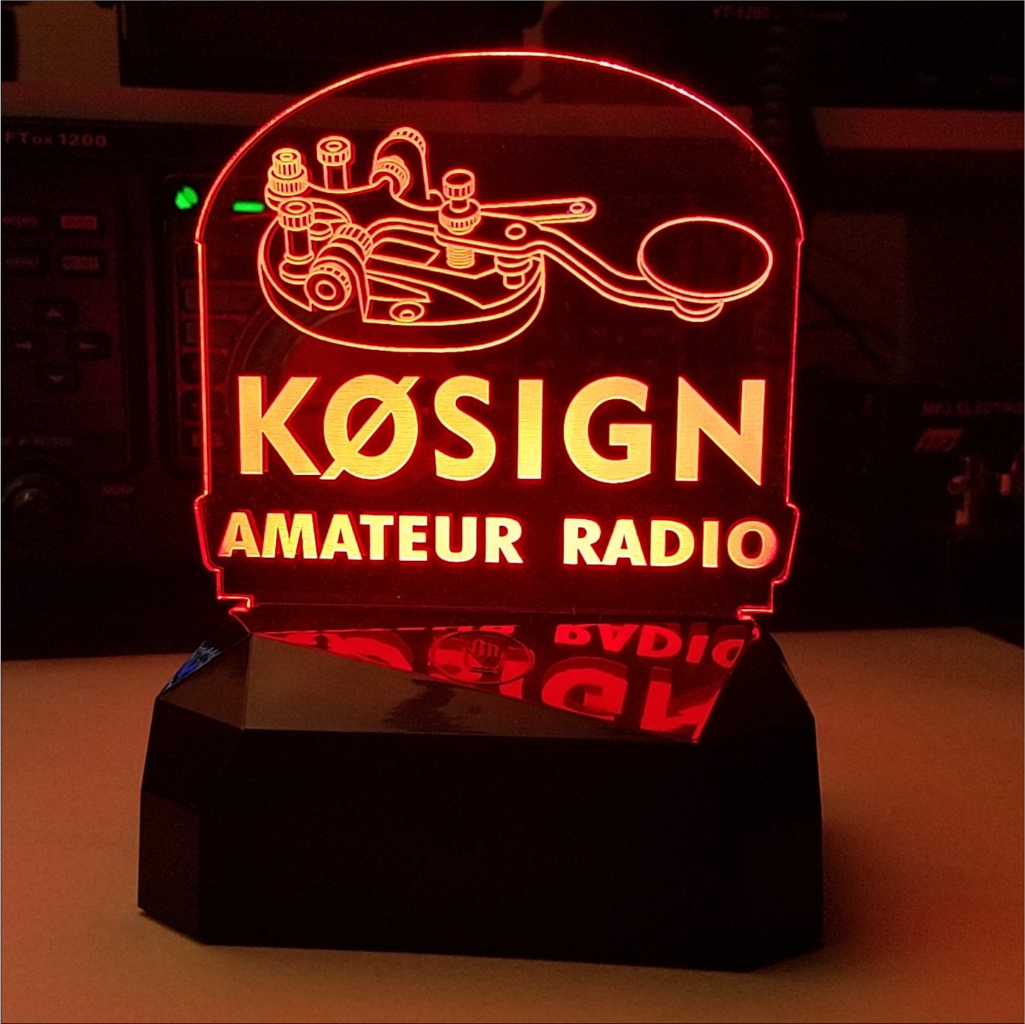 Lighted CW Straight Key Callsign Display LED