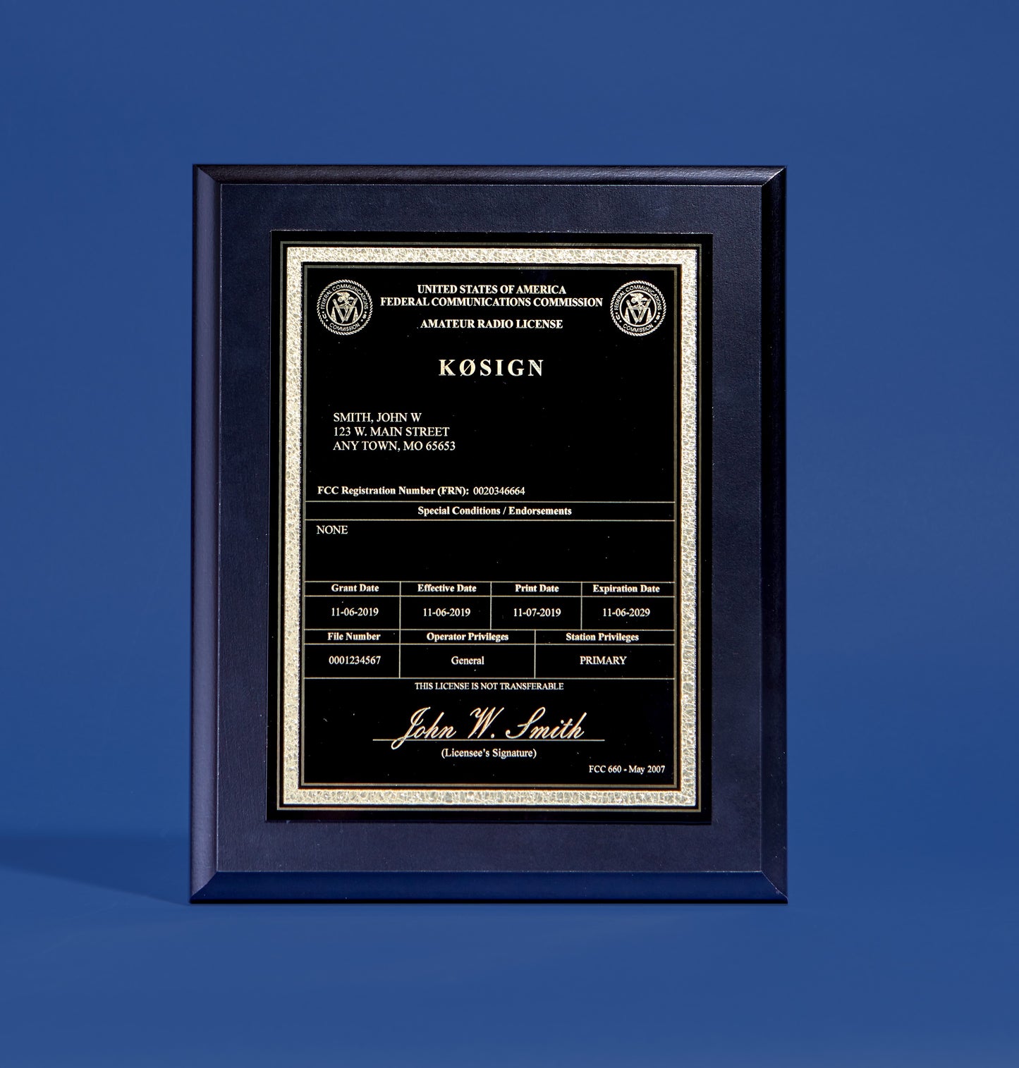 Amateur Radio License Plaque with YOUR Call Sign!