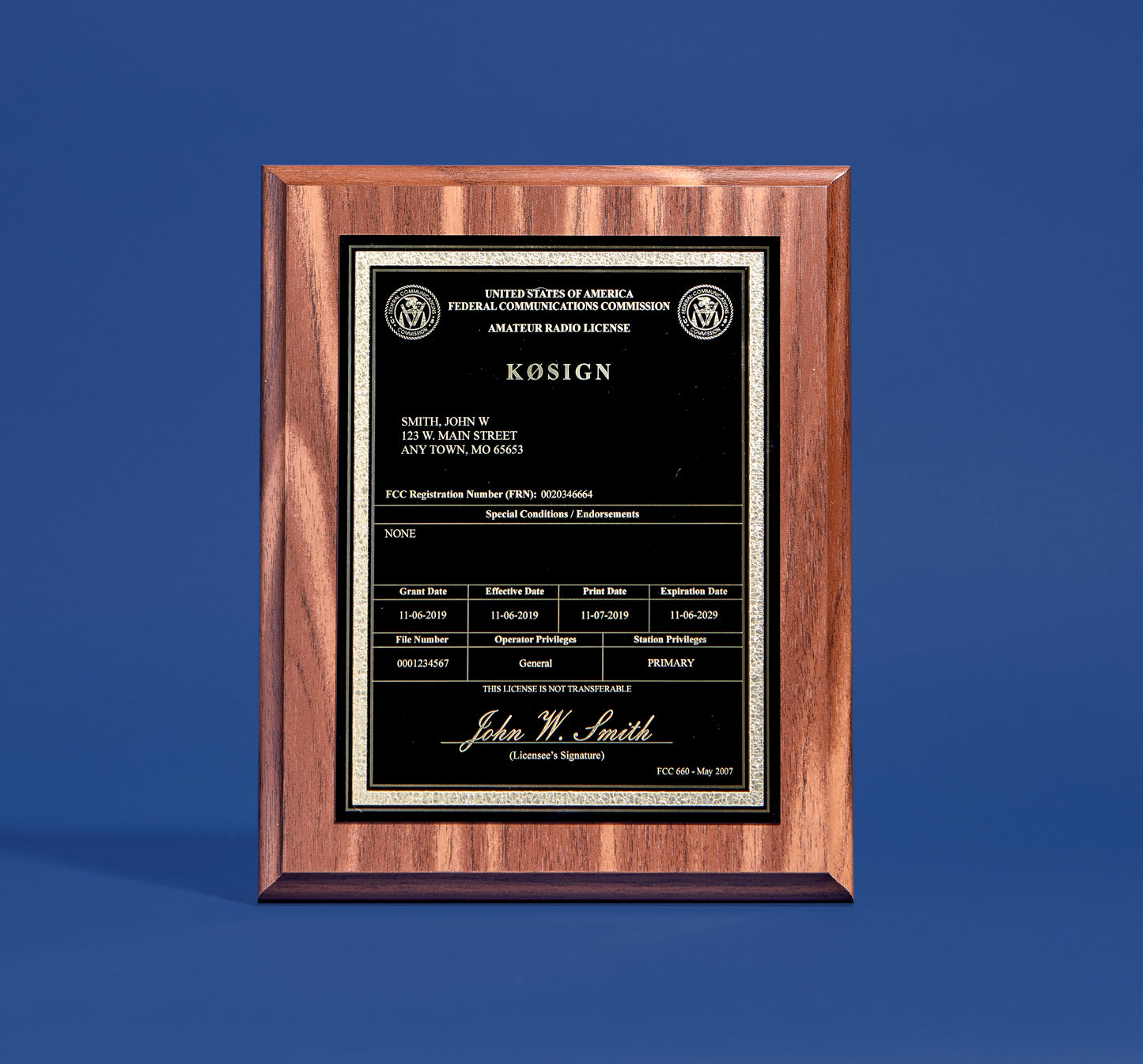 Amateur Radio License Plaque with YOUR Call Sign!