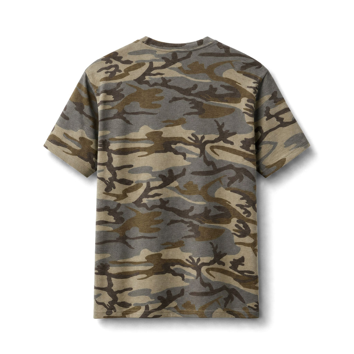 Camo Cotton Tee — Military Green Camouflage T-Shirt with '73' Patch