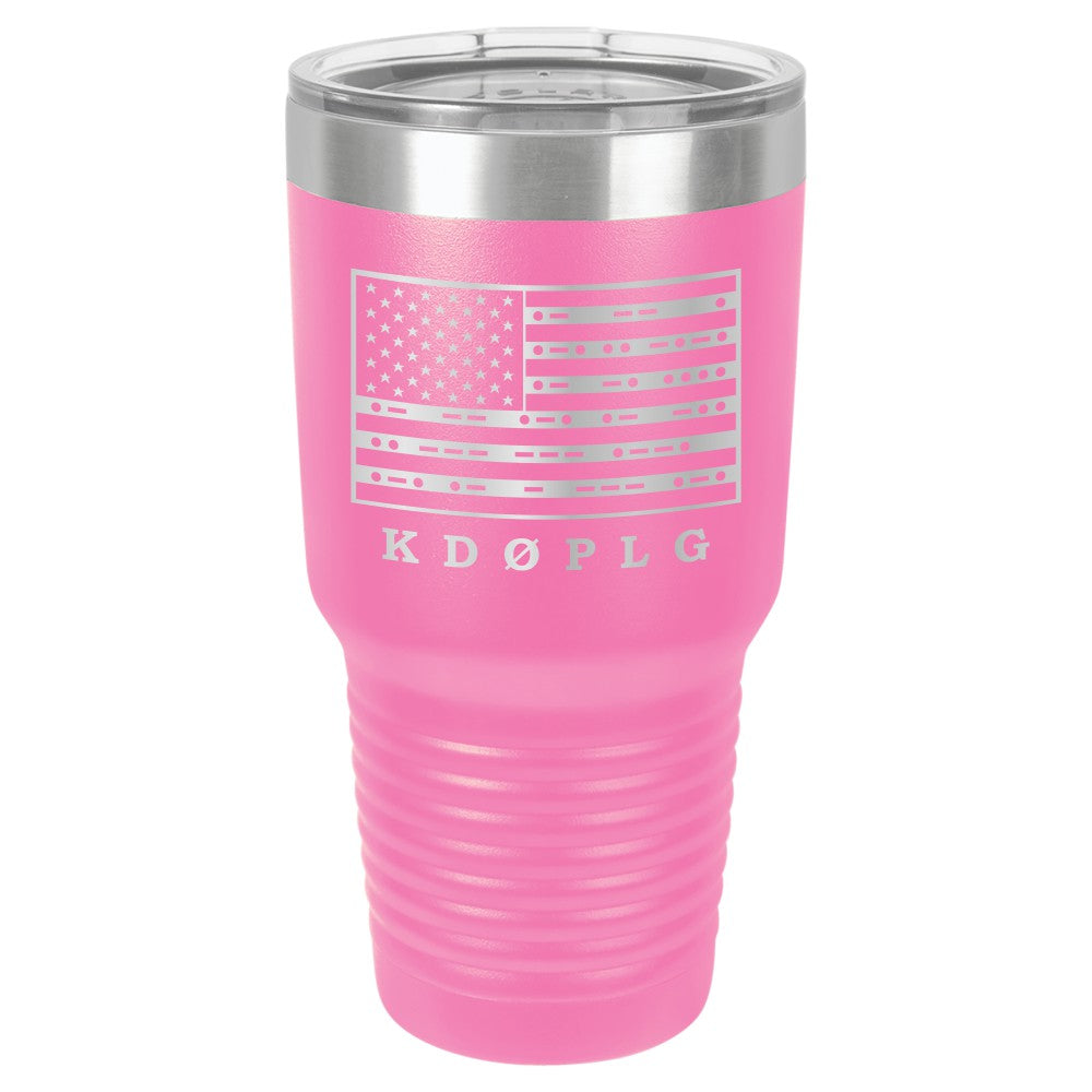 30oz Ham Radio Callsign Tumbler with US Flag in Morse Code