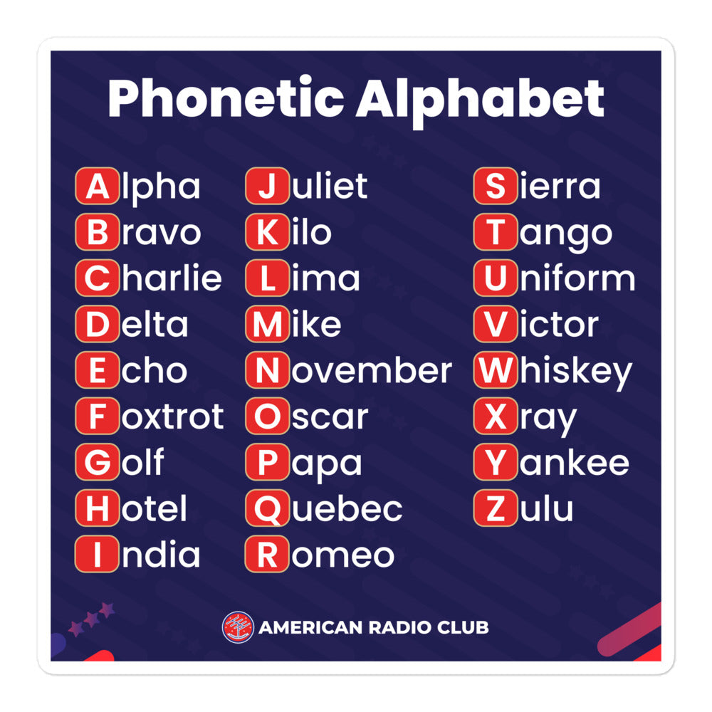 Phonetic Alphabet Sticker