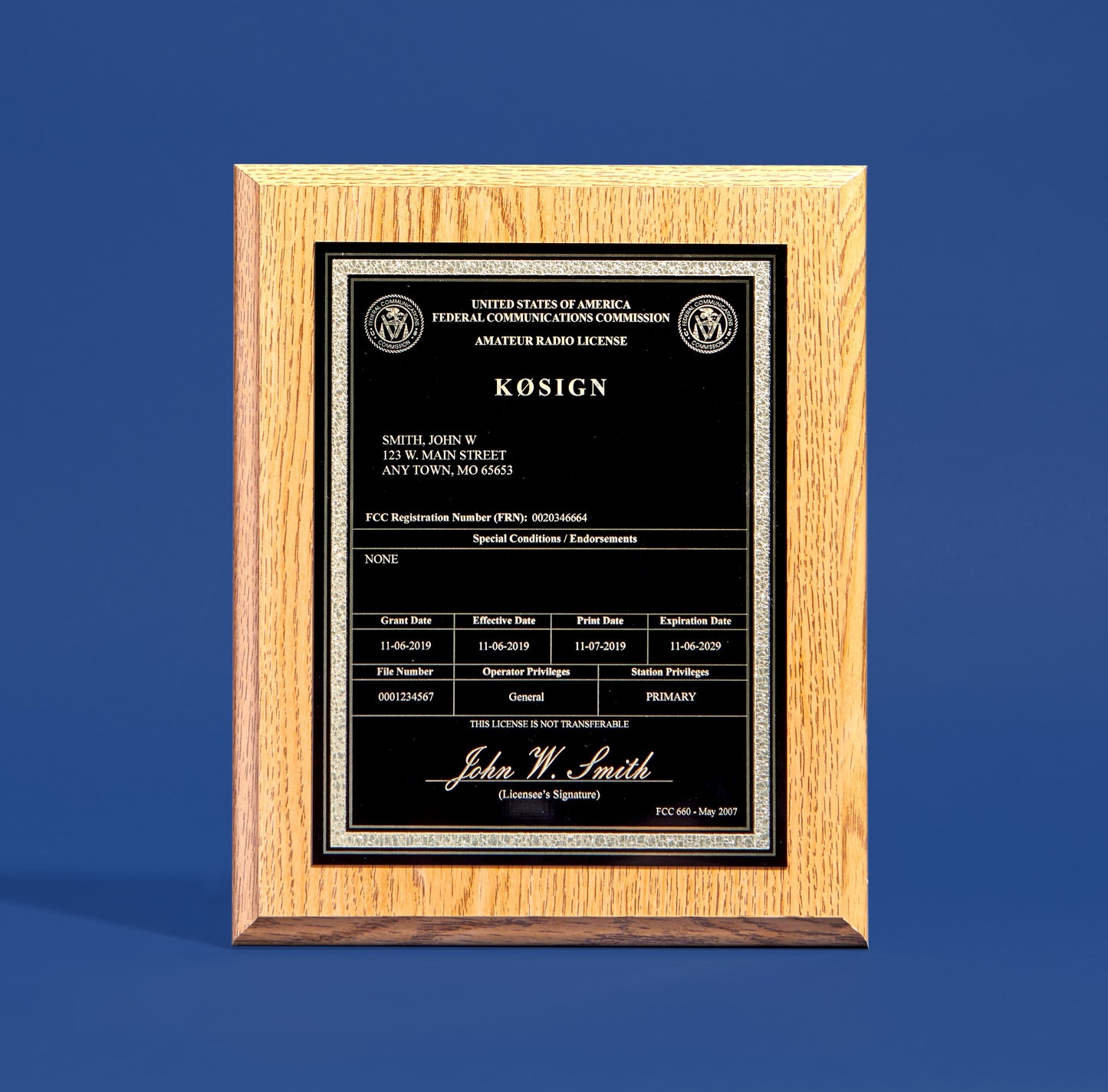 Amateur Radio License Plaque with YOUR Call Sign!