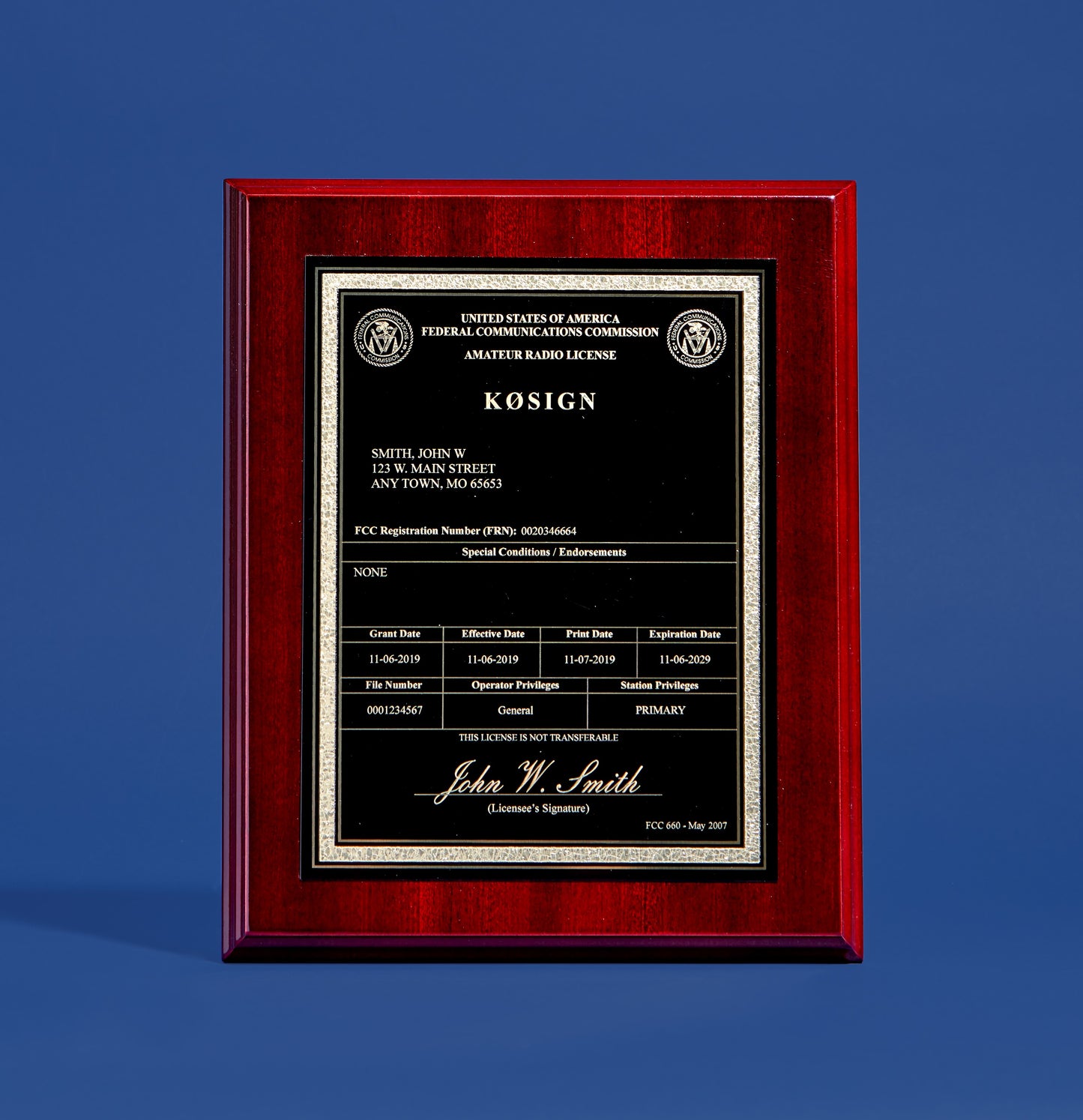 Amateur Radio License Plaque with YOUR Call Sign!